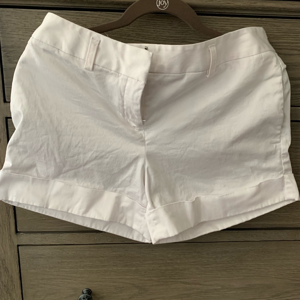 Express Cotton Cuffed White Shorts